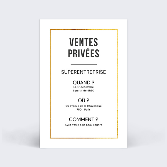 Invitation professionnelle Ventes Privées Filet d'Or