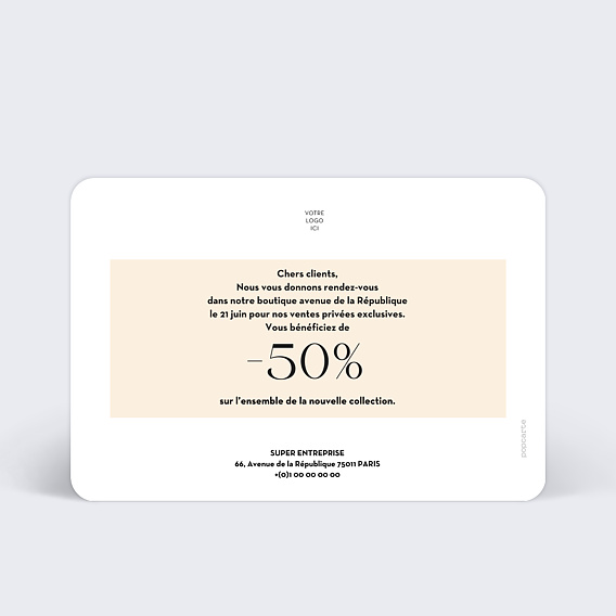 Invitation professionnelle Promo pastel Verso