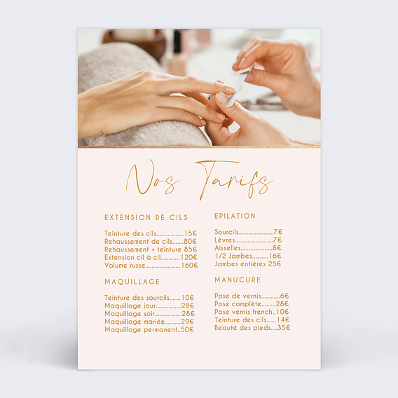 Affiche entreprise Tarifs marbre Recto