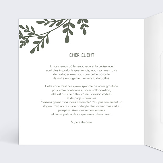 Carte postale publicitaire Animation client avec graines Intérieur Gauche