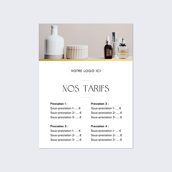 Affiche entreprise Tarifs minimaliste