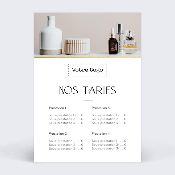 Affiche entreprise Tarifs minimaliste Recto