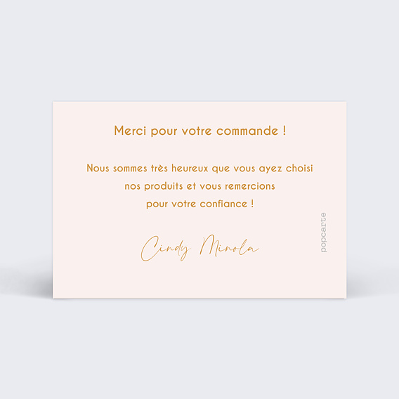 Carte remerciement professionnel Marbre Verso