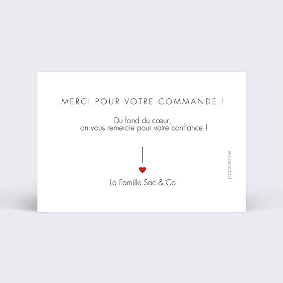 Carte remerciement professionnel Merci pour votre commande Verso
