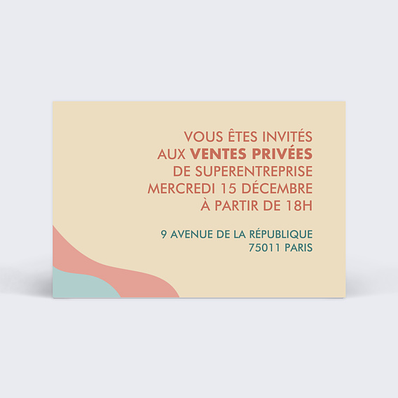 Carte remerciement professionnel Ventes Privées Couleur Verso