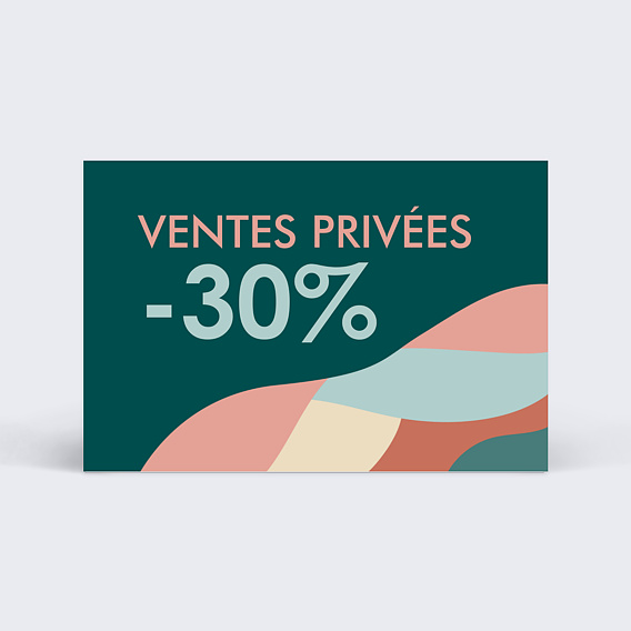 Carte remerciement professionnel Ventes Privées Couleur Recto
