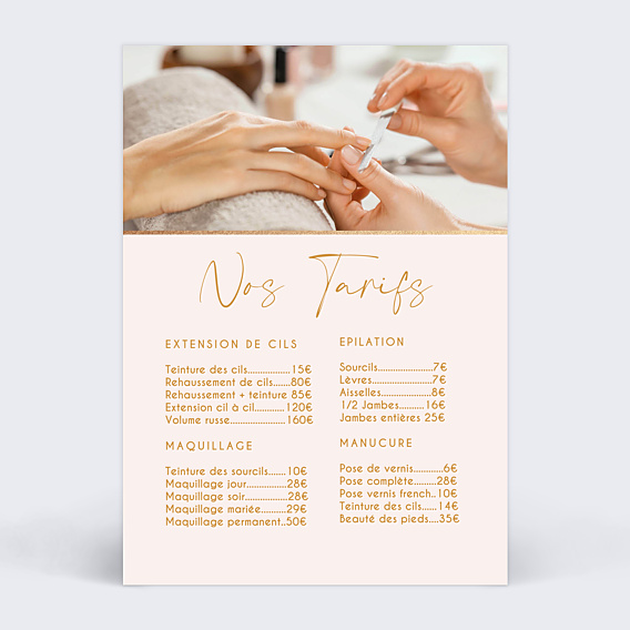 Affiche entreprise Tarifs marbre