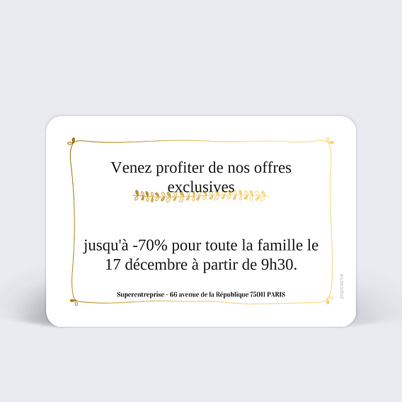 Invitation professionnelle Ventes Privées Jolies Feuilles Verso