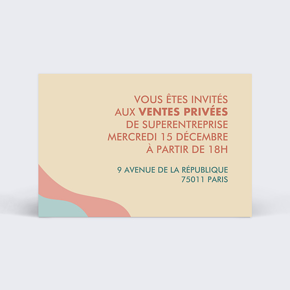 Carte remerciement professionnel Ventes Privées Couleur Verso