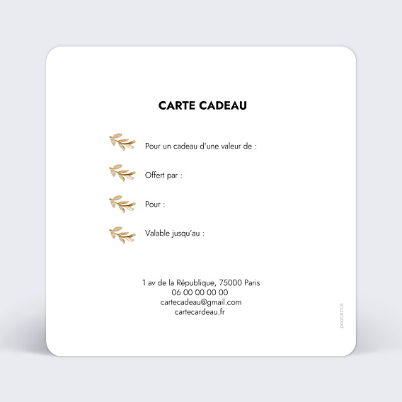 Carte cadeau Golden jungle