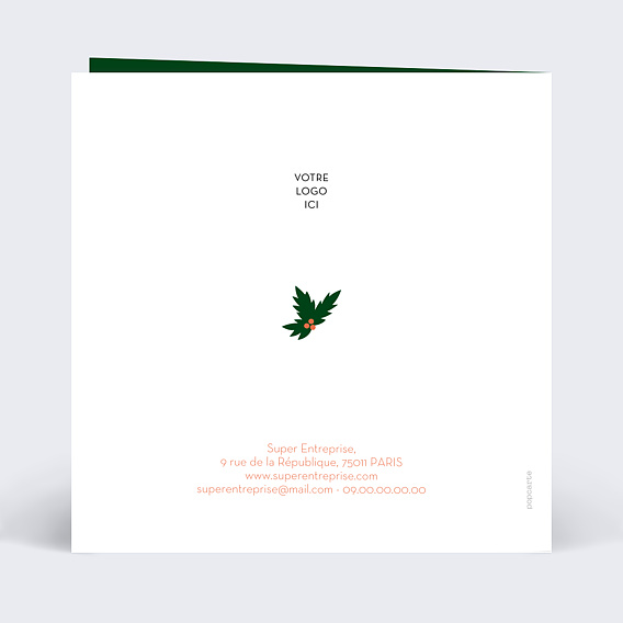 Carte de vœux entreprise Couronne Découpe Verso