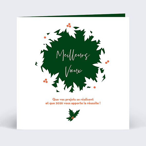 Carte de vœux entreprise Couronne Découpe Recto