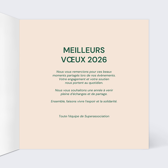 Carte de vœux solidaire Joie Intérieur Droit