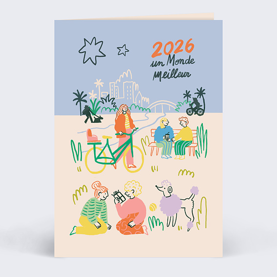 Carte de vœux solidaire Monde meilleur Recto