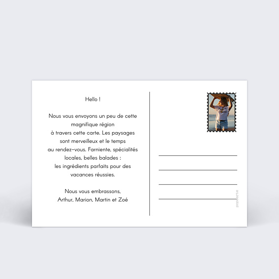 Produit personnalisé Carte Postale Personnalisable Verso